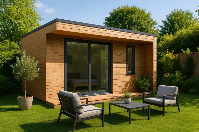 Studio de jardin Greenkub installé dans un extérieur verdoyant – avis et présentation