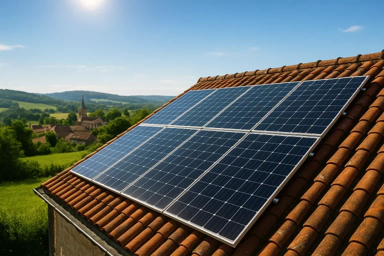 Toiture équipée de panneaux photovoltaïques en France illustrant le principe de l’OA solaire