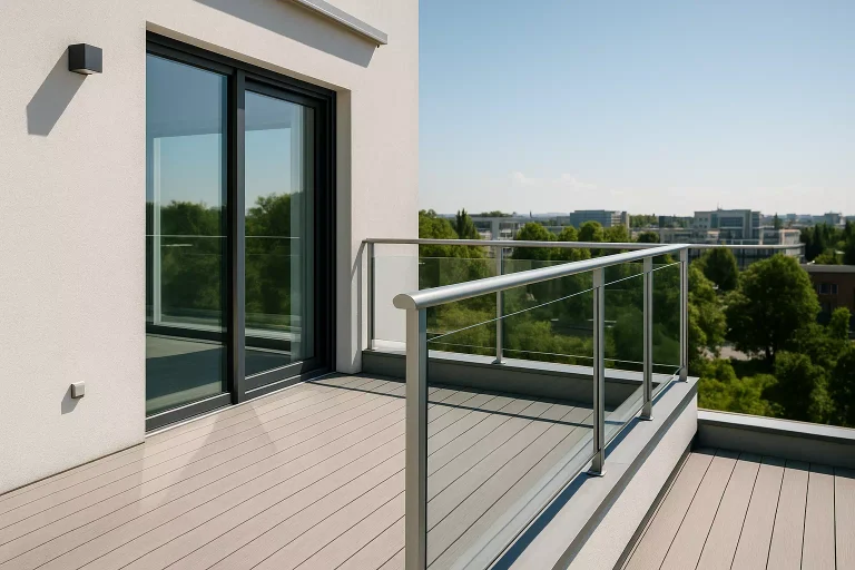 Garde-corps conforme aux normes installé sur une terrasse d’habitation moderne