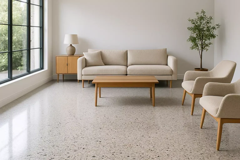 sol terrazzo dans un intérieur moderne et lumineux