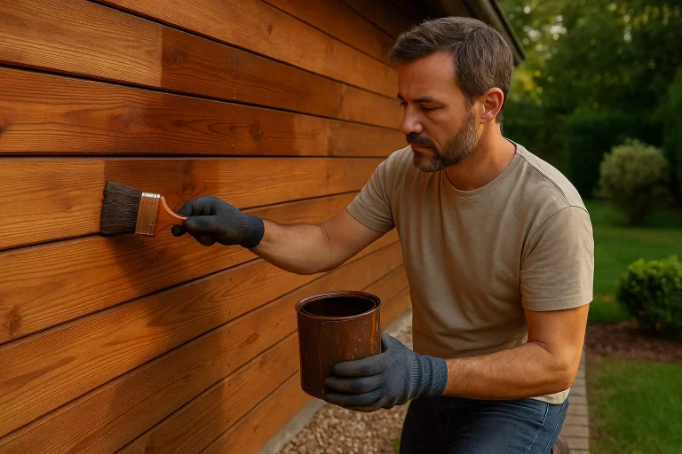 application lasure bois extérieur teintée sur bardage pour protection durable