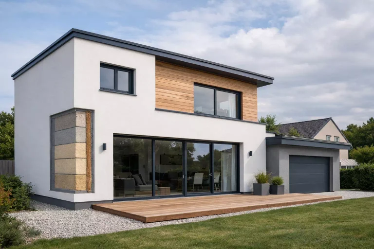 Maison basse consommation de type BBC illustrant les contraintes et inconvénients possibles de ce type d’habitat