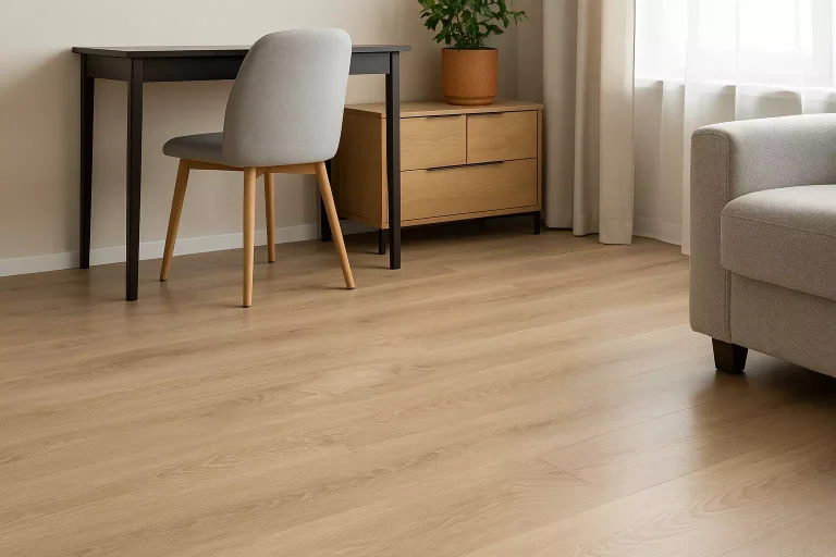 Réparer un lino enfoncé dans une pièce de maison avec sol vinyle légèrement affaissé