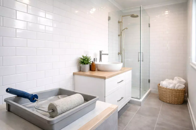 Peindre des carreaux de salle de bain pour moderniser un carrelage mural existant sans travaux lourds