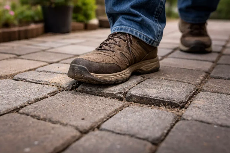 motif pavé extérieur avec pose décorative sur terrasse et allée de jardin