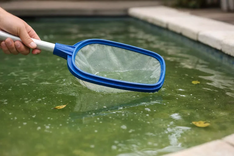 Piscine verte que faire avec eau trouble et algues visibles dans un bassin extérieur