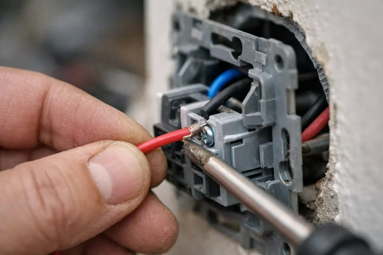 Schéma électrique bouton poussoir avec câblage réel et télérupteur dans un tableau électrique