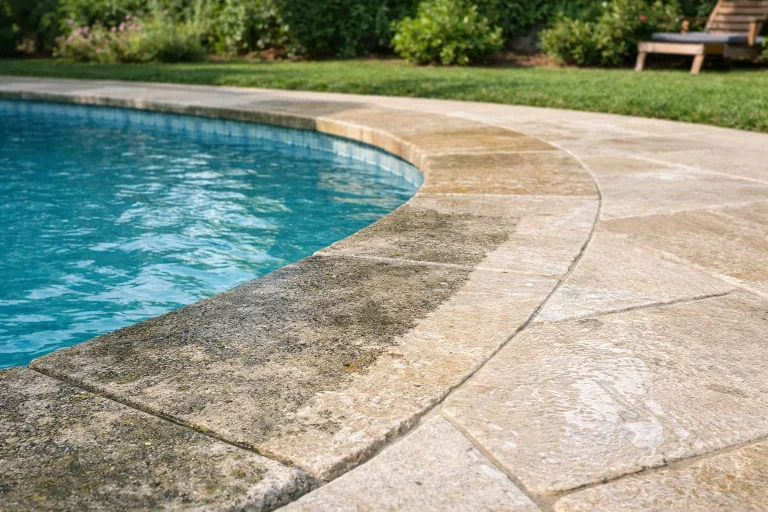 comment nettoyer des margelles de piscine en pierre naturelle avec résultat propre et entretien efficace
