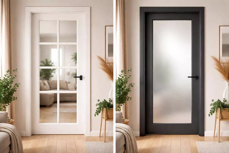 relooker porte interieur vitree avec film depoli et peinture moderne